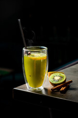 cocktail with kiwi fruits and mint