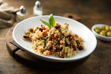 Couscous with olives and sun dried tomatoes