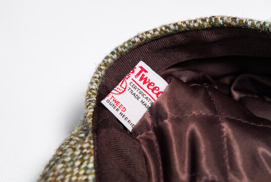 kent, uk 01.01.2023  Harris Tweed baker Boy Cap scotland,  Peaky Blinders fashion, ewm classic edition. Famous scottish made clothing.