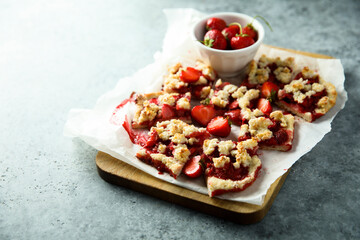 Homemade strawberry pie with streusel
