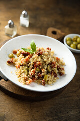 Couscous with olives and sun dried tomatoes