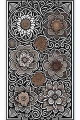 /image Intricate tribal flowers design, mandala, line art, printable outline art, thin lines, highly detailed, vector illustration,--quality 3