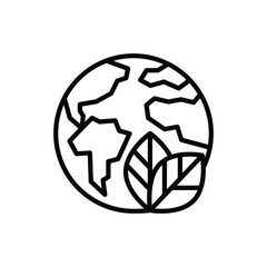 Eco friendly symbol for packaging. Thin line icon with Earth and leaf. Modern vector illustration.