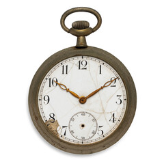 old pocket watch by the time (isolated with clipping path)