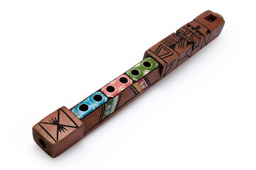South American flute used by the natives for making music  isolated with clipping path