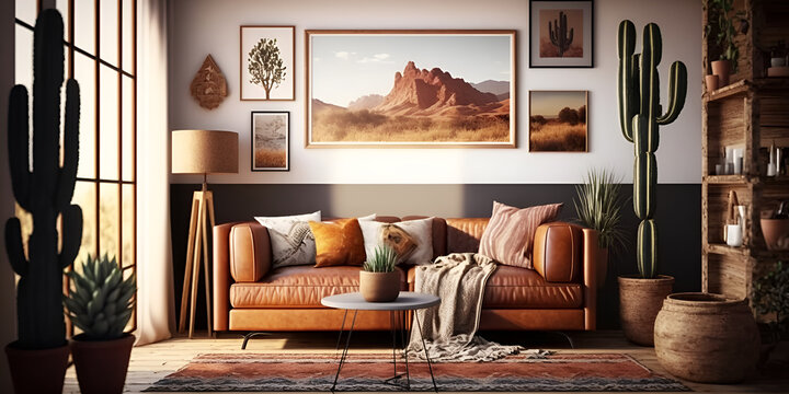 boho living room, cozy living room. bohemian living room, modern rustic living room, Modern minimalist living room, Minimalistic bohemian living room, Generative ai