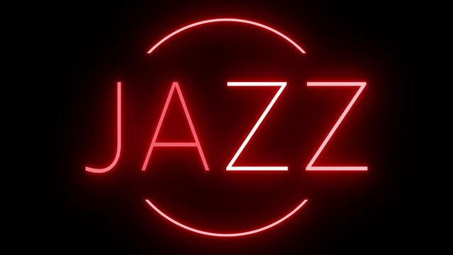 Flickering red retro style neon sign glowing against a black background