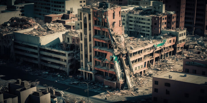 Destroyed buildings after a disaster - Generative AI