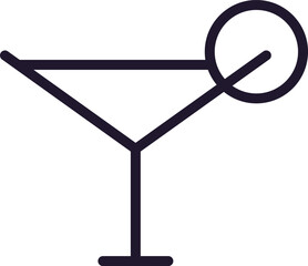 Single line icon of cocktail on isolated white background. High quality editable stroke for mobile apps, web design, websites, online shops etc.