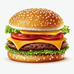 Illustration of a perfect cheeseburger, fast food