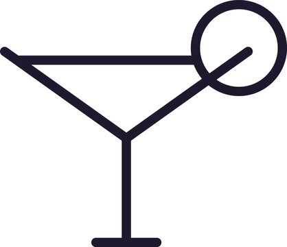 Single line icon of cocktail on isolated white background. High quality editable stroke for mobile apps, web design, websites, online shops etc.