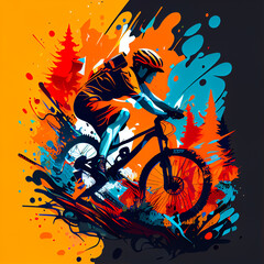 Mountain bike with colorful background