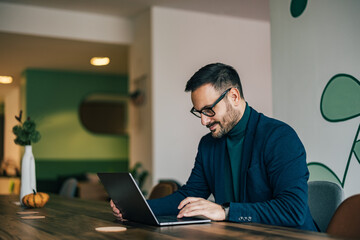 Businessman working alone at the home office.