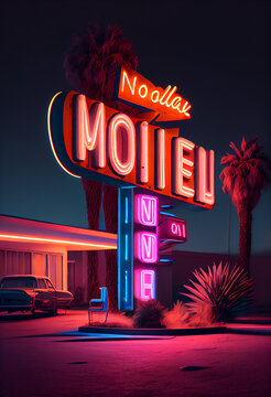 Motel Sign, Aesthetic, Neon Light, Neon Text
