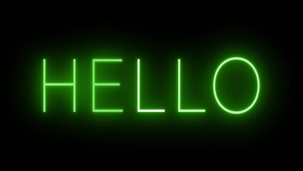Flickering green retro style neon sign glowing against a black background - Powered by Adobe