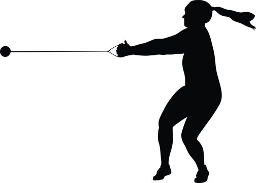 hammer throw female athlete black silhouette
