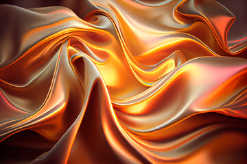 Silk texture background, orange, ai generation