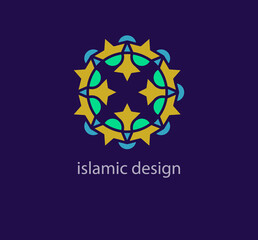 Unique islamic logo design template style. Abstract islamic symbol. Geometric unique shapes. Modern color transitions. Religion and Culture design logo template. vector.