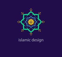 Arabic style vector logo design template. Abstract islamic symbol. Geometric unique shapes. Modern color transitions. Religion and Culture design logo template. vector.