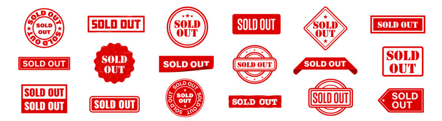 Sold out badges set. Sale stickers set.