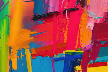 A colorful painting with bold, bright strokes of color. Generative AI.