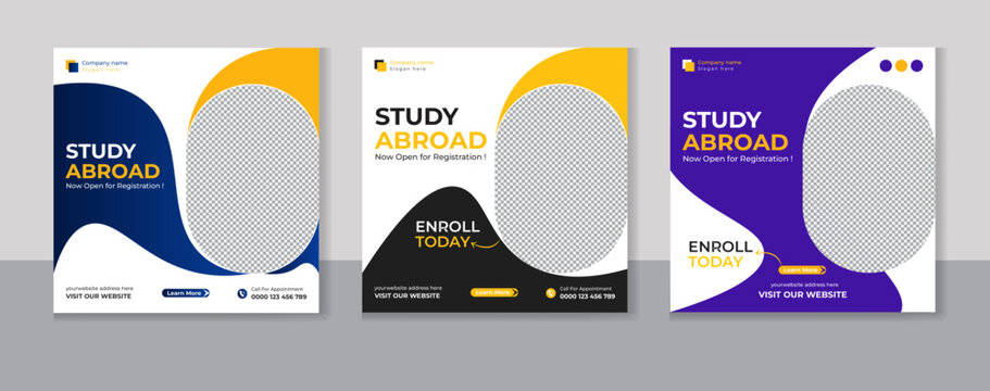 Study Abroad Social Media Post design template