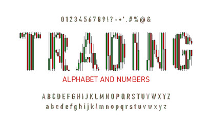 Alphabet made from Japanese candlestick. Financial graph or business investment market trade exchange analysis chart. business and trading font
