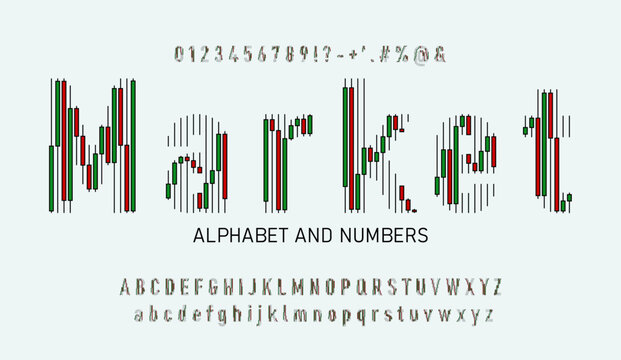 Alphabet made from Japanese candlestick. Financial graph or business investment market trade exchange analysis chart. business and trading font