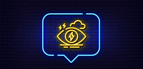 Neon light speech bubble. Stress line icon. Anxiety depression sign. Mental health symbol. Neon light background. Stress glow line. Brick wall banner. Vector