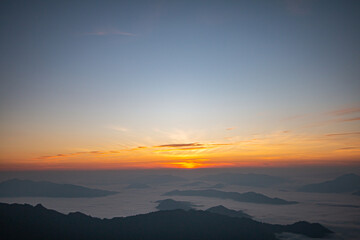 sunrise with orange sky, new day with beautiful sky