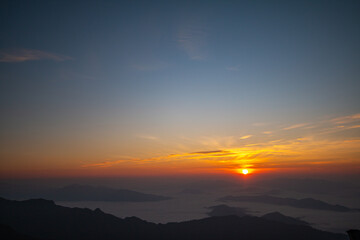 sunrise with orange sky, new day with beautiful sky