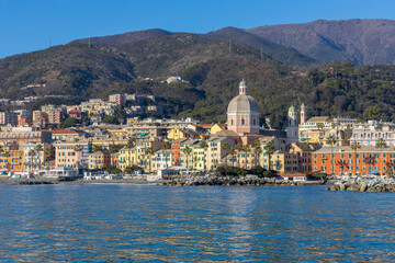View of Genoa Pegli from the sea, Italy