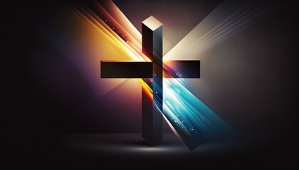 Cross in colorful radiant elements