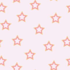Fototapeta na wymiar Trendy seamless pattern with y2k blurred gradient star on pink background. Groovy color background.