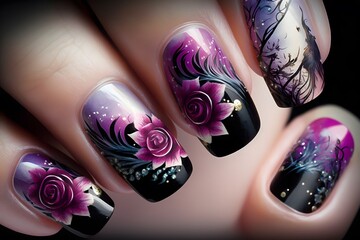 nail design created using AI Generative Technology