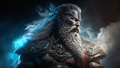 Thor, god of thunder, lightning, and battle - German Mythologies - Generative AI