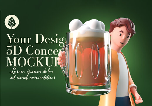 Man with Beer Mockup