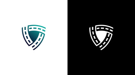 Shield protection logo technology vector monogram Design template