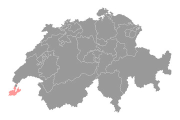 Geneva map, Cantons of Switzerland. Vector illustration.