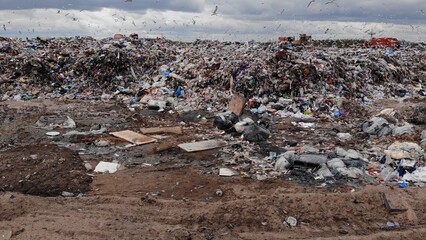 A large landfill near the city of Minsk. View from the drone.