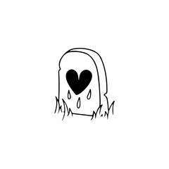 vector illustration of tombstone with heart concept