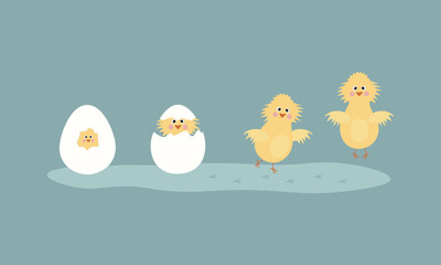 Cartoon chickens and eggs vector image design.