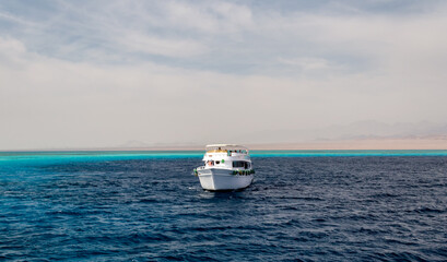 tourists on white boats in the Red Sea Egypt