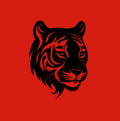 Vector tiger head, face for retro logos, emblems, badges, label templates and t-shirt vintage design elements.