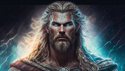 Thor, god of thunder, lightning, and battle - German Mythologies - Generative AI