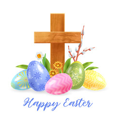 Easter Cross Realistic Composition