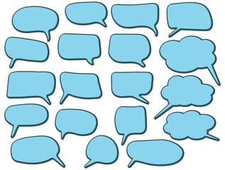 Set of hand drawn speech bubbles. Speak bubble text, cartoon chatting box, message box. Blank empty vector white speech bubbles. Cartoon balloon word design.
