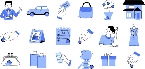 Naklejka premium Flat Financial Planning Set