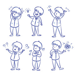 Set of men in emotions and expressions