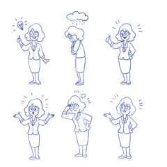 Set of women in emotions and expressions